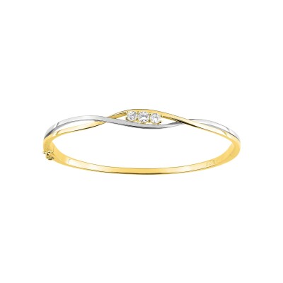 Bracelet Jonc en plaqué or et oxyde de zirconium
