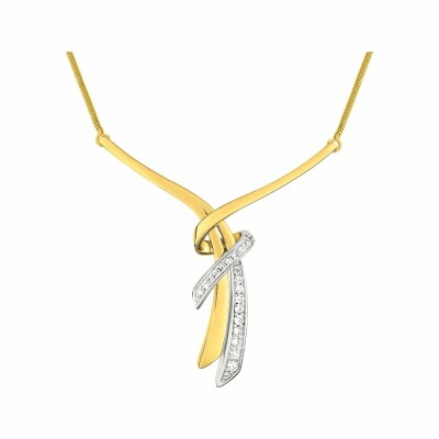 Collier en plaqué or jaune, plaqué or blanc et oxydes de zirconium