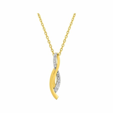 Collier en plaqué or jaune, plaqué or blanc et oxydes de zirconium