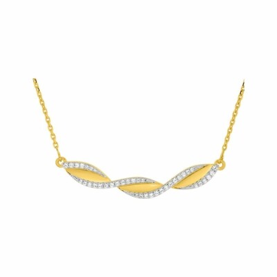 Collier en plaqué or jaune, plaqué or blanc et oxyde de zirconium