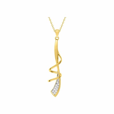 Collier en plaqué or jaune, blanc et oxydes de zirconium