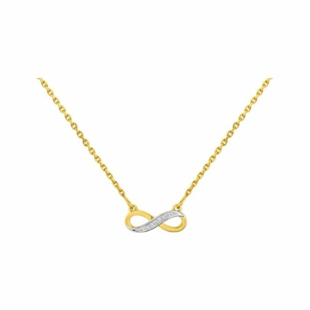 Collier en plaqué or jaune, plaqué or blanc et oxyde de zirconium