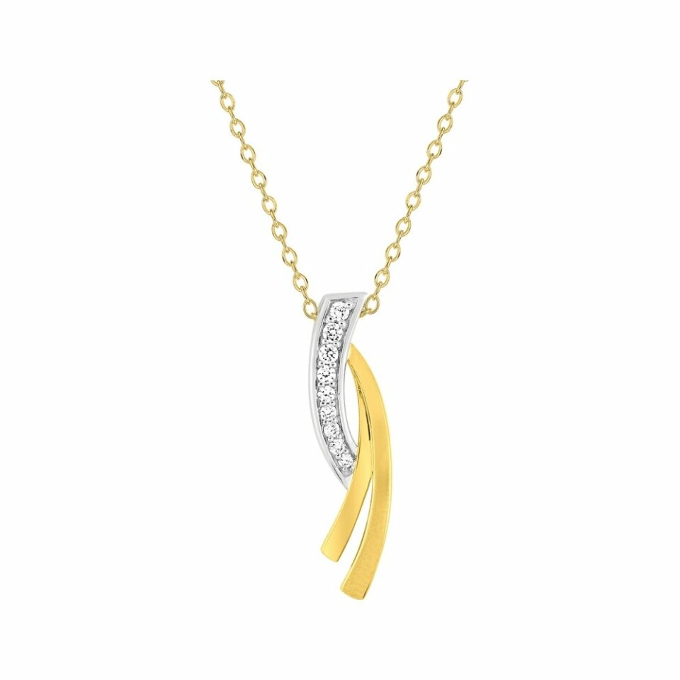 Collier en plaqué or jaune, plaqué or blanc et oxydes de zirconium