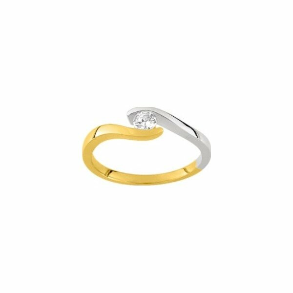 Bague en plaqué or jaune et blanc