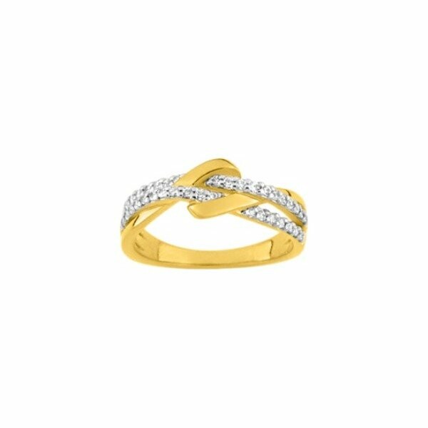 Bague en plaqué or jaune, blanc et oxyde de zirconium