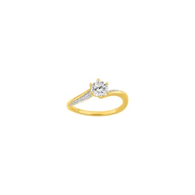 Bague en plaqué or et oxyde de zirconium