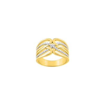 Bague en plaqué or et oxyde de zirconium