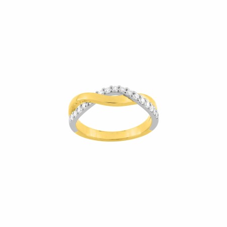 Bague en plaqué or jaune et oxydes de zirconium