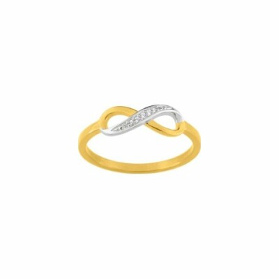 Bague en plaqué or jaune, blanc et oxyde de zirconium