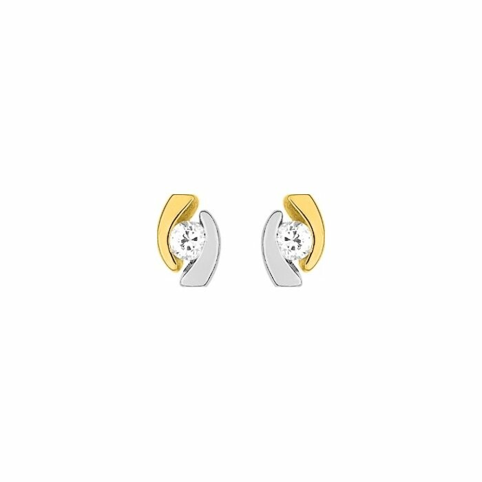 Boucles d'oreilles clous en plaqué or et améthystes synthétiques
