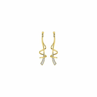 Boucles d'oreilles pendantes en plaqué or et oxydes de zirconium