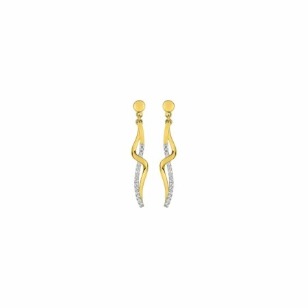 Boucles d'oreilles pendantes en plaqué or et oxydes de zirconium