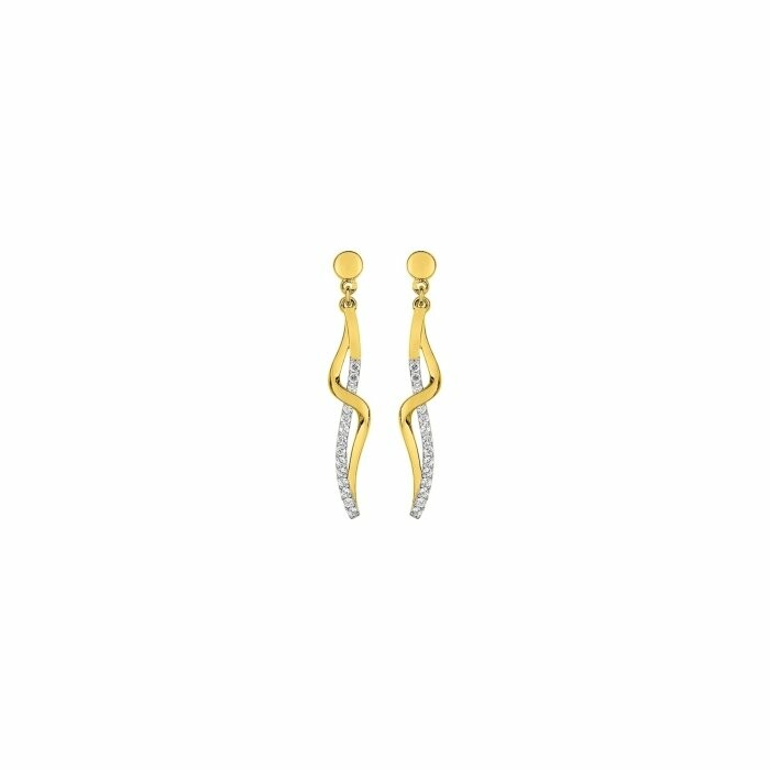Boucles d'oreilles pendantes en plaqué or et oxydes de zirconium