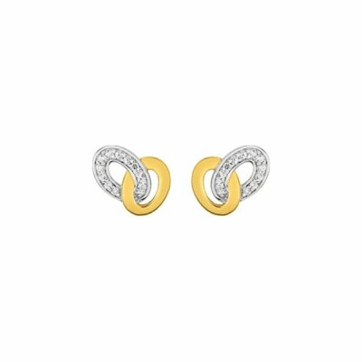 Boucles d'oreilles en plaqué or jaune et blanc