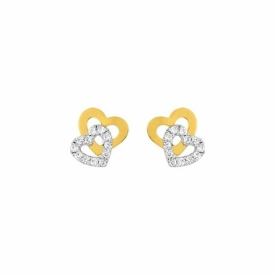 Boucles d'oreilles en plaqué or jaune et blanc