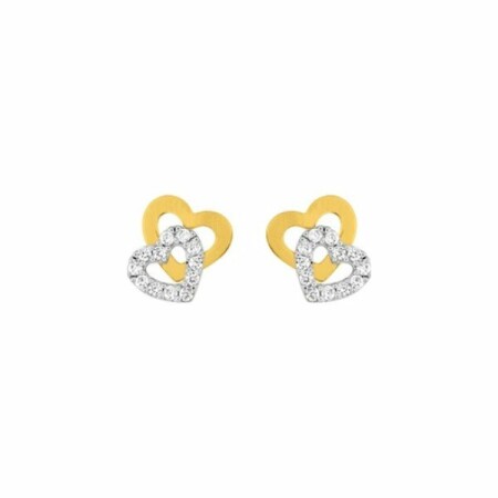 Boucles d'oreilles en plaqué or jaune et blanc