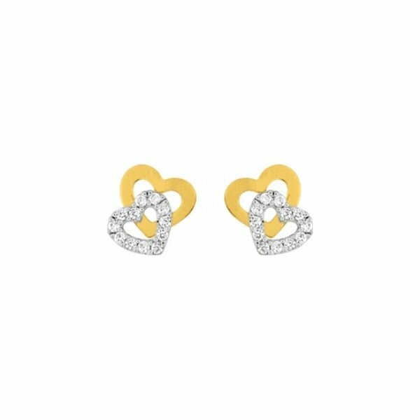 Boucles d'oreilles en plaqué or jaune et blanc