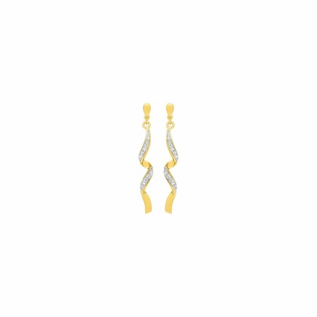 Boucles d'oreilles pendantes en plaqué or et oxydes de zirconium