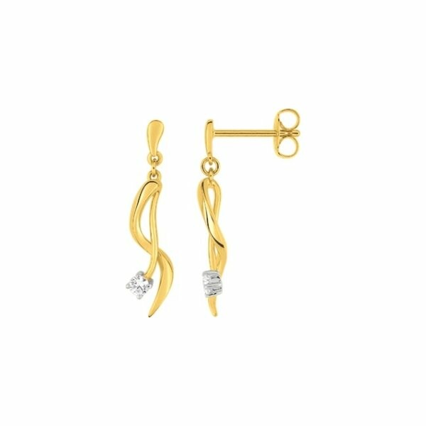 Boucles d'oreilles en plaqué or blanc et or jaune et oxyde de zirconium