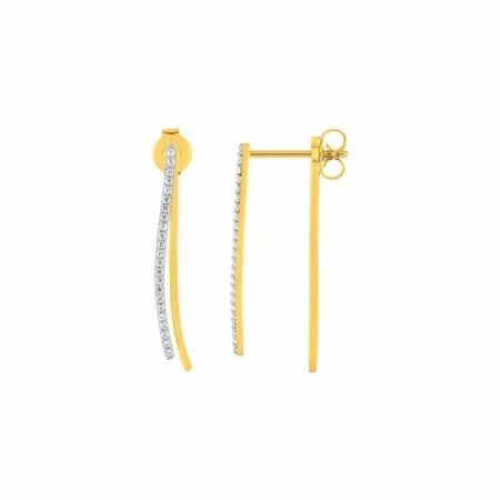 Boucles d'oreilles pendantes en plaqué or jaune et blanc