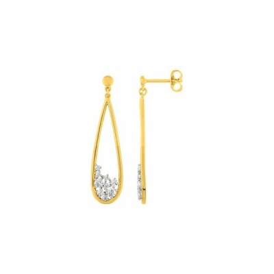 Boucles d'oreilles pendantes en plaqué or jaune et blanc