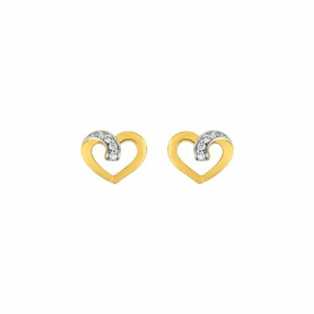 Boucles d'oreilles clous en plaqué or jaune, plaqué or blanc et oxyde de zirconium