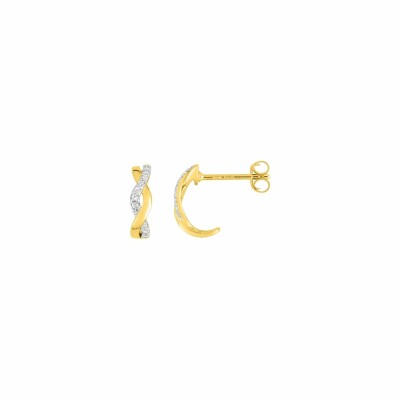 Boucles d'oreilles clous en plaqué or, rhodium et oxydes de zirconium