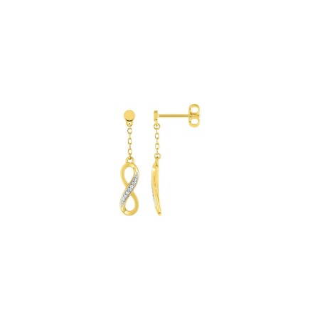 Boucles d'oreilles pendantes en plaqué or et oxydes de zirconium