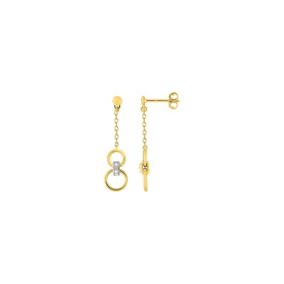 Boucles d'oreilles pendantes en plaqué or et oxydes de zirconium