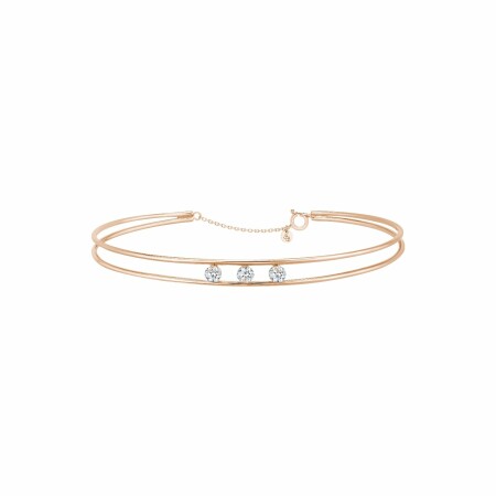 Bracelet jonc LA BRUNE & LA BLONDE HULA HOOP en or rose et diamants de 0.30ct