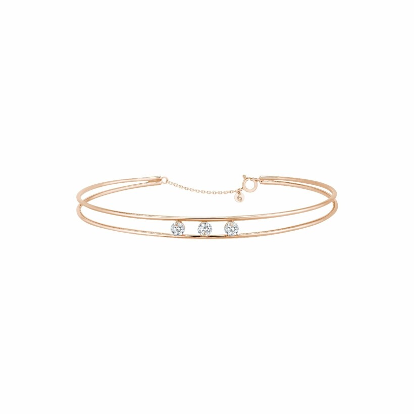 Bracelet jonc La Brune & La Blonde HULA HOOP en or rose et diamants de 0.30ct