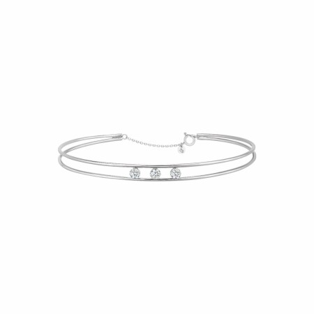 Bracelet jonc LA BRUNE & LA BLONDE HULA HOOP en or blanc et diamants de 0.30ct