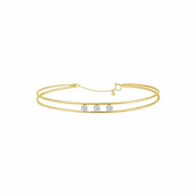 Bracelet jonc La Brune & La Blonde HULA HOOP en or jaune et diamants de 0.30ct