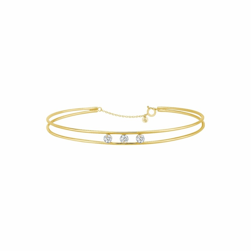 Bracelet jonc LA BRUNE & LA BLONDE HULA HOOP en or jaune et diamants de 0.30ct