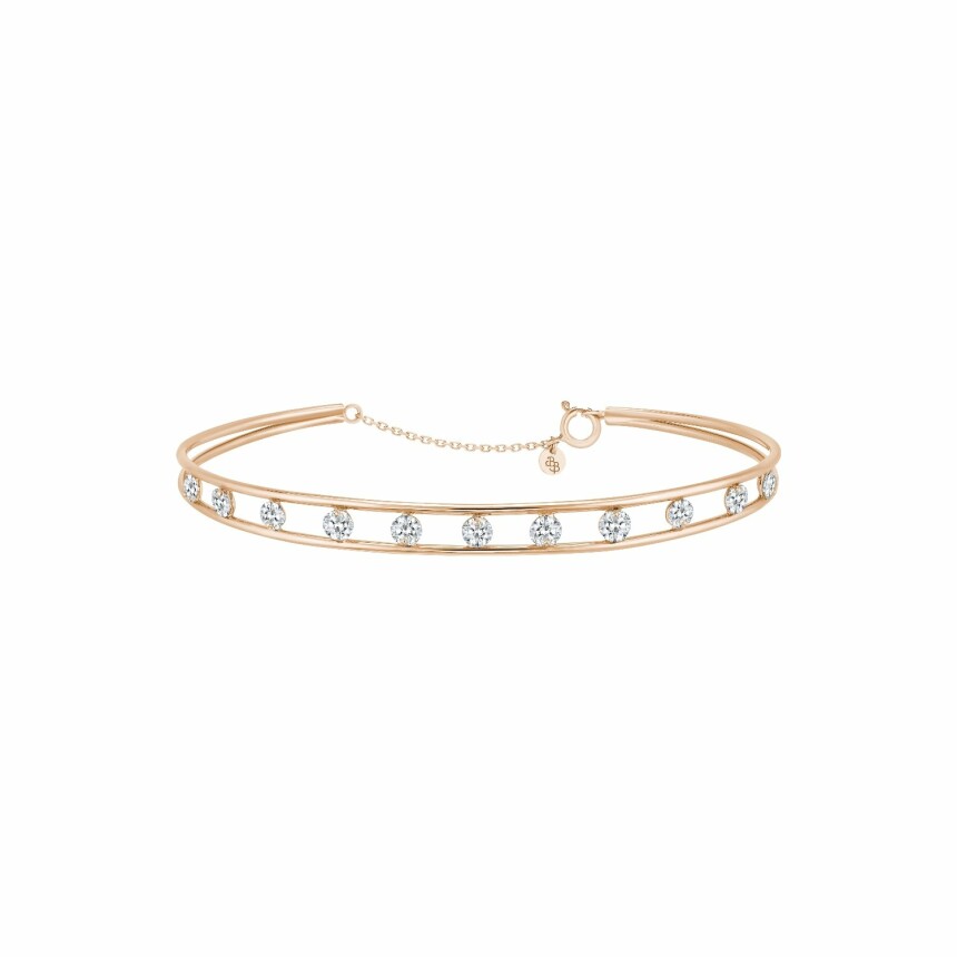 Bracelet jonc La Brune & La Blonde HULA HOOP en or rose et diamants de 0.90ct