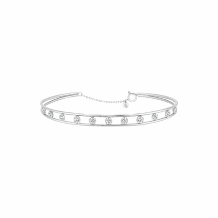 Bracelet jonc La Brune & La Blonde HULA HOOP en or blanc et diamants de 0.90ct