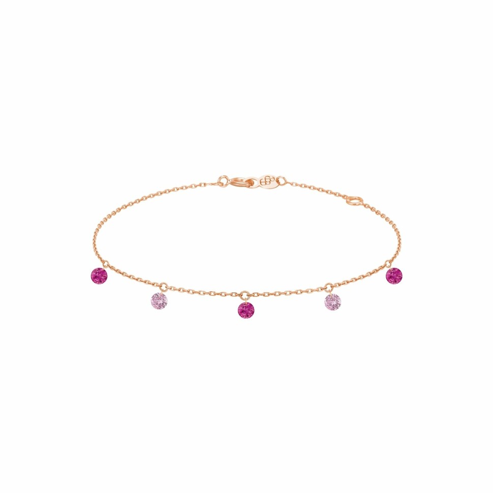 Bracelet LA BRUNE & LA BLONDE CONFETTI Rose en or rose, rubis et saphirs rose de 0.65ct