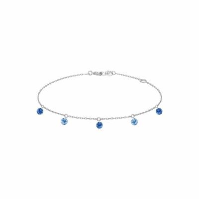 Bracelet La Brune & La Blonde CONFETTI Bleu en or blanc et saphirs bleus de 0.65ct