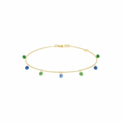 Bracelet La Brune & La Blonde CONFETTI Rio en or jaune, saphirs bleus et tsavorites de 0.90ct