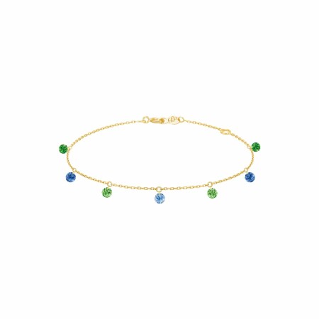 LA BRUNE & LA BLONDE CONFETTI Rio bracelet, yellow gold, blue sapphires and 0.90ct tsavorites