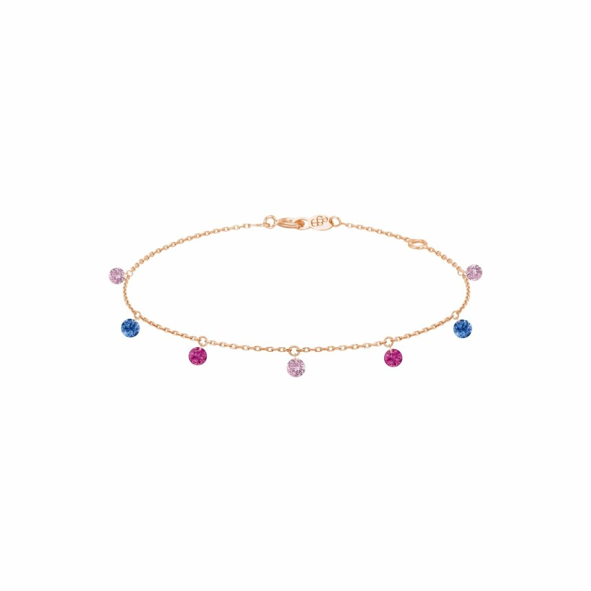 Bracelet LA BRUNE & LA BLONDE CONFETTI Venise en or rose, saphirs rose, bleus et rubis de 0.90ct