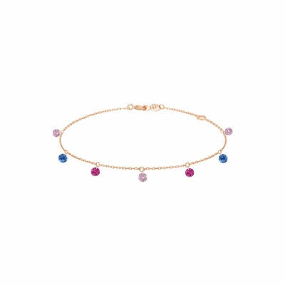 Bracelet La Brune & La Blonde CONFETTI Venise en or rose, saphirs rose, bleus et rubis de 0.90ct