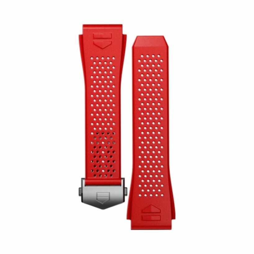Bracelet de montre TAG Heuer Connected en caoutchouc perforé rouge