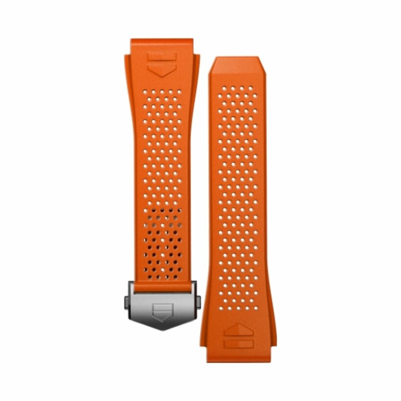 Bracelet de montre TAG Heuer Connected en caoutchouc perforé orange