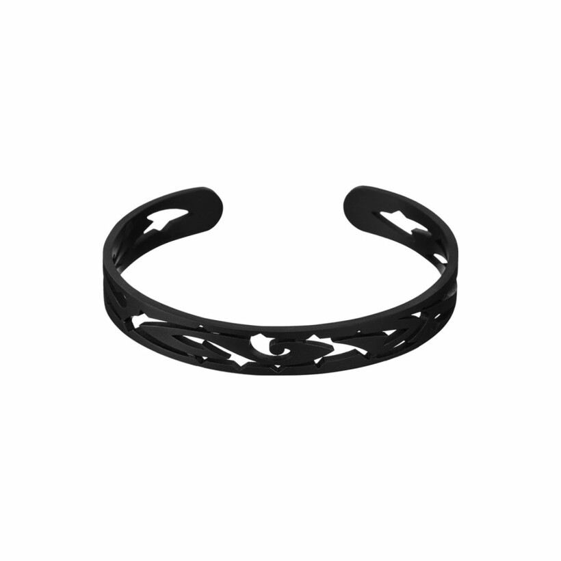 Akillis Tattoo open bracelet, titanium and black DLC