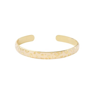 Bracelet jonc léopard Bangle Up Tina en laiton doré et email