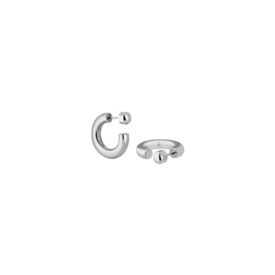 Boucles d'oreilles Bangle Up An-O en acier pvd rhodié et rhodium