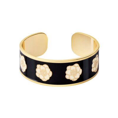 Bracelet jonc ouvert cloisoné Bangle Up Peony
 en laiton doré et laqué