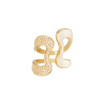 Bague Bangle Up B Line en laiton doré et email