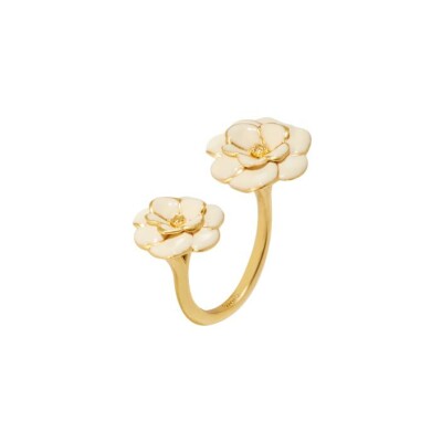 Bague Bangle Up Peony en laiton doré et email